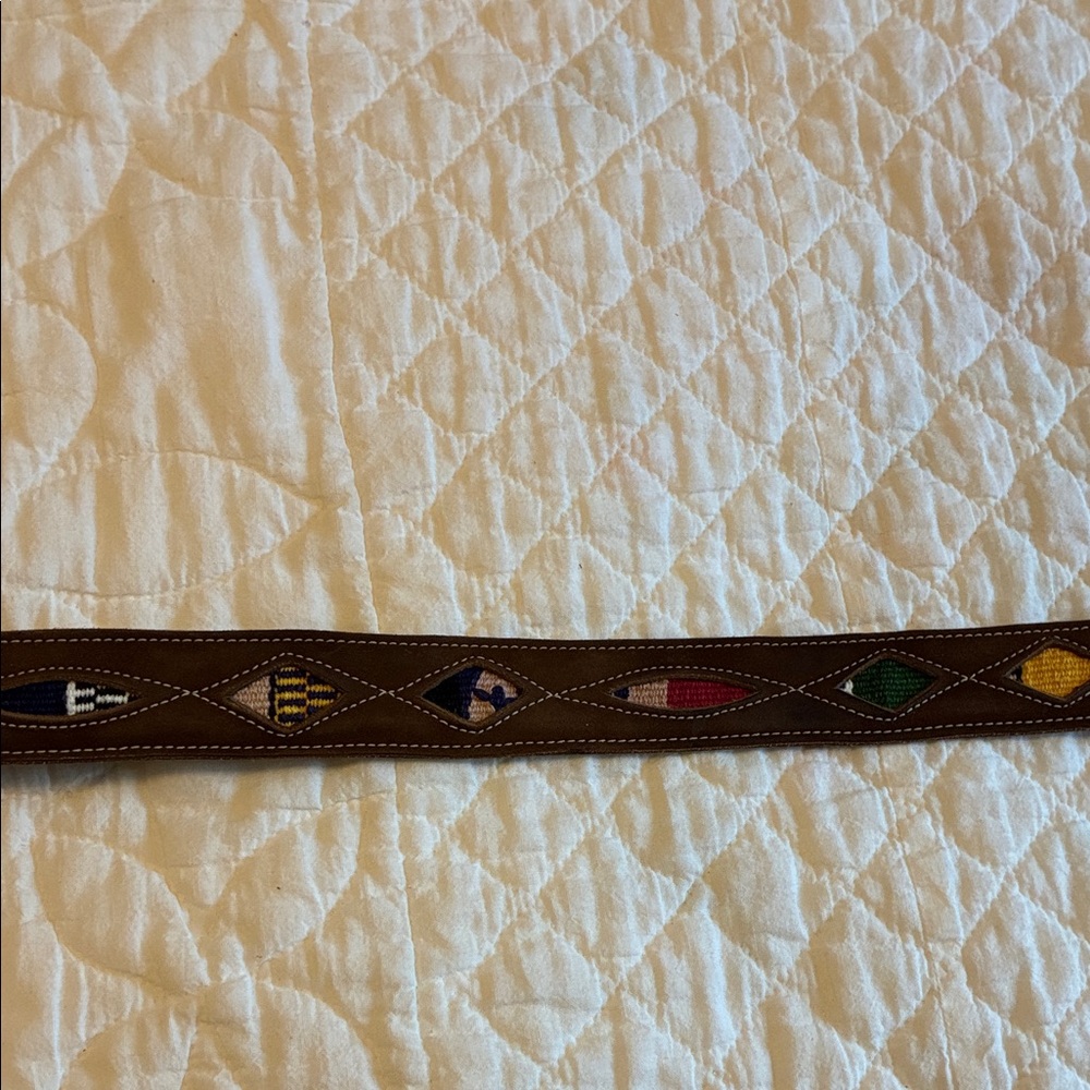 Brown Belt with Colorful Embroidered Designs